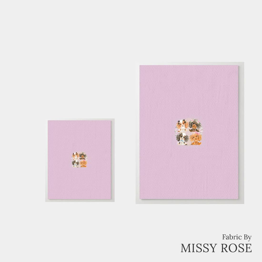 Design 147 Cute Dogs Panel – universal and adult panel sizes side by side | Fabric by Missy Rose