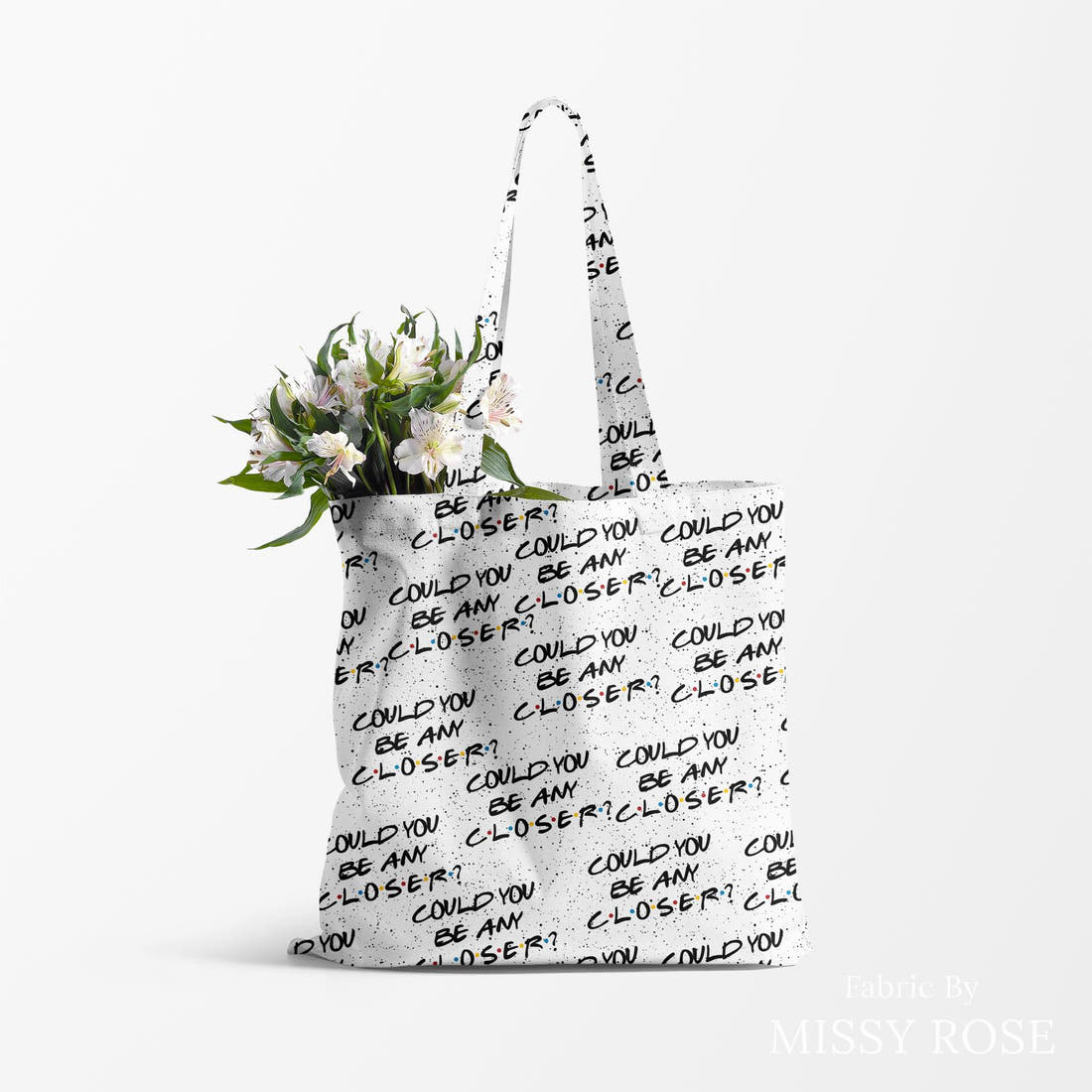Design 148 Closer Fabric made up as a tote bag – see how the print looks made up | Fabric by Missy Rose