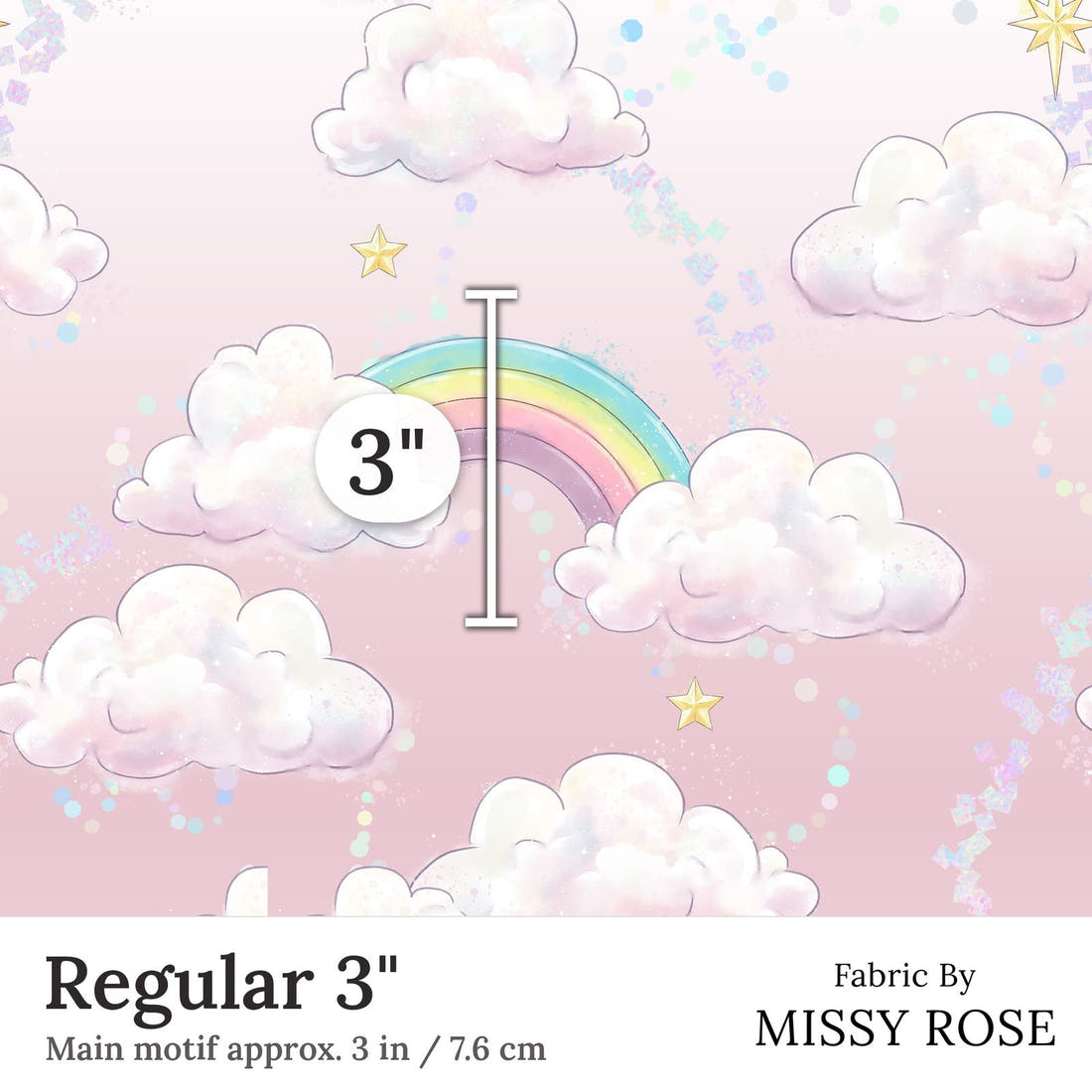 Design 149 Clouds Fabric Regular 3 inch print scale guide | Fabric by Missy Rose