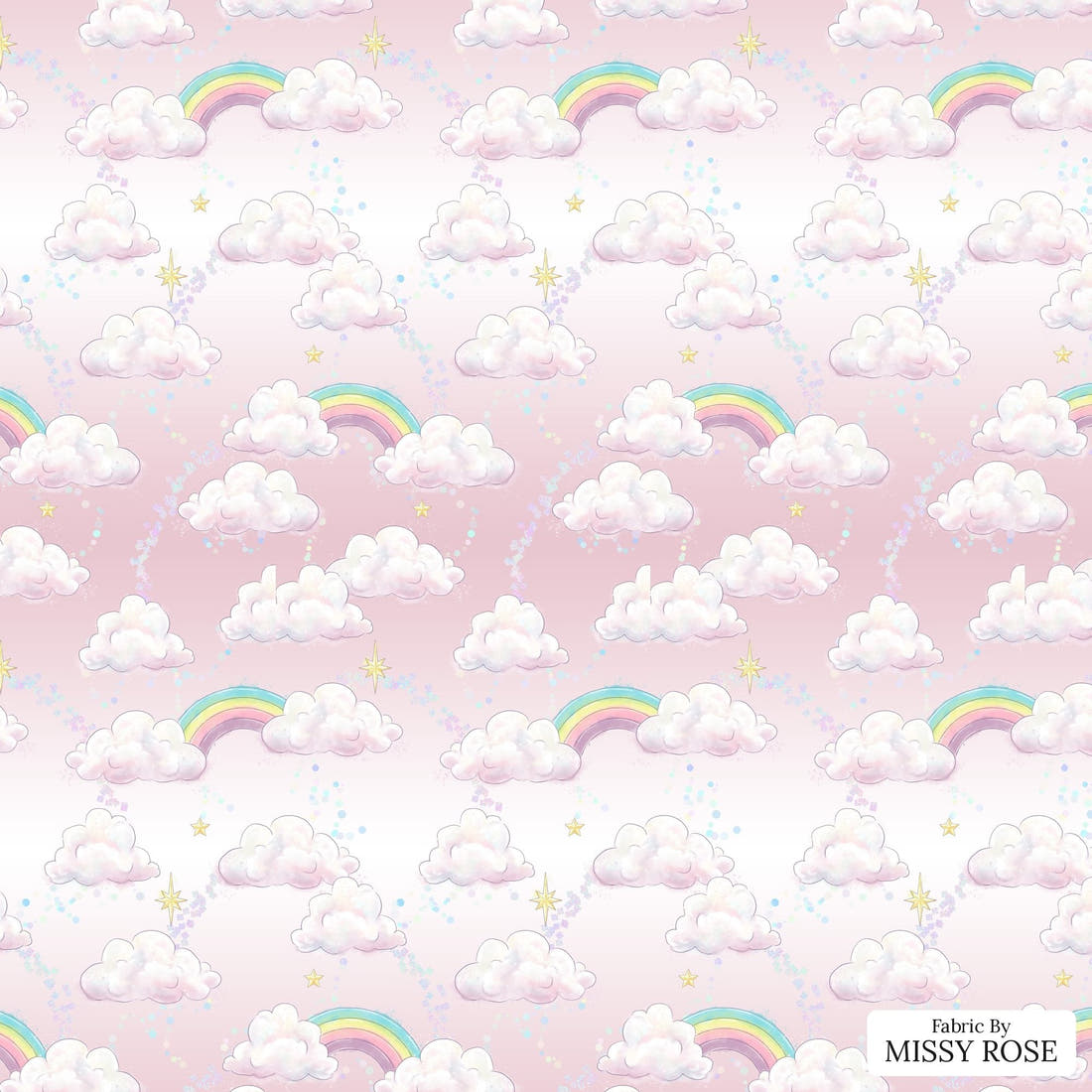 Design 149 Clouds Fabric - flat view of the print, zoom in for detail | Fabric by Missy Rose