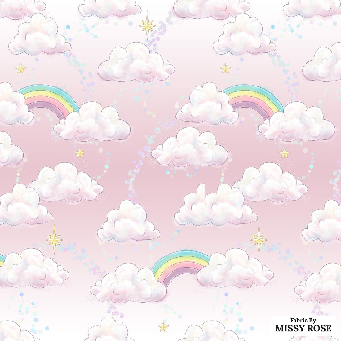 Design 149 Clouds Fabric - flat view of the print, zoom in for detail | Fabric by Missy Rose