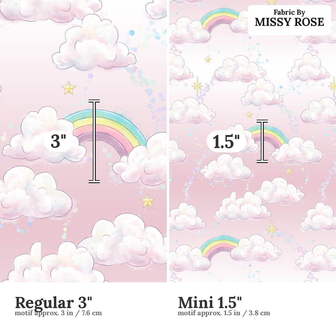 Design 149 Clouds Fabric size comparison - print scale | Fabric by Missy Rose