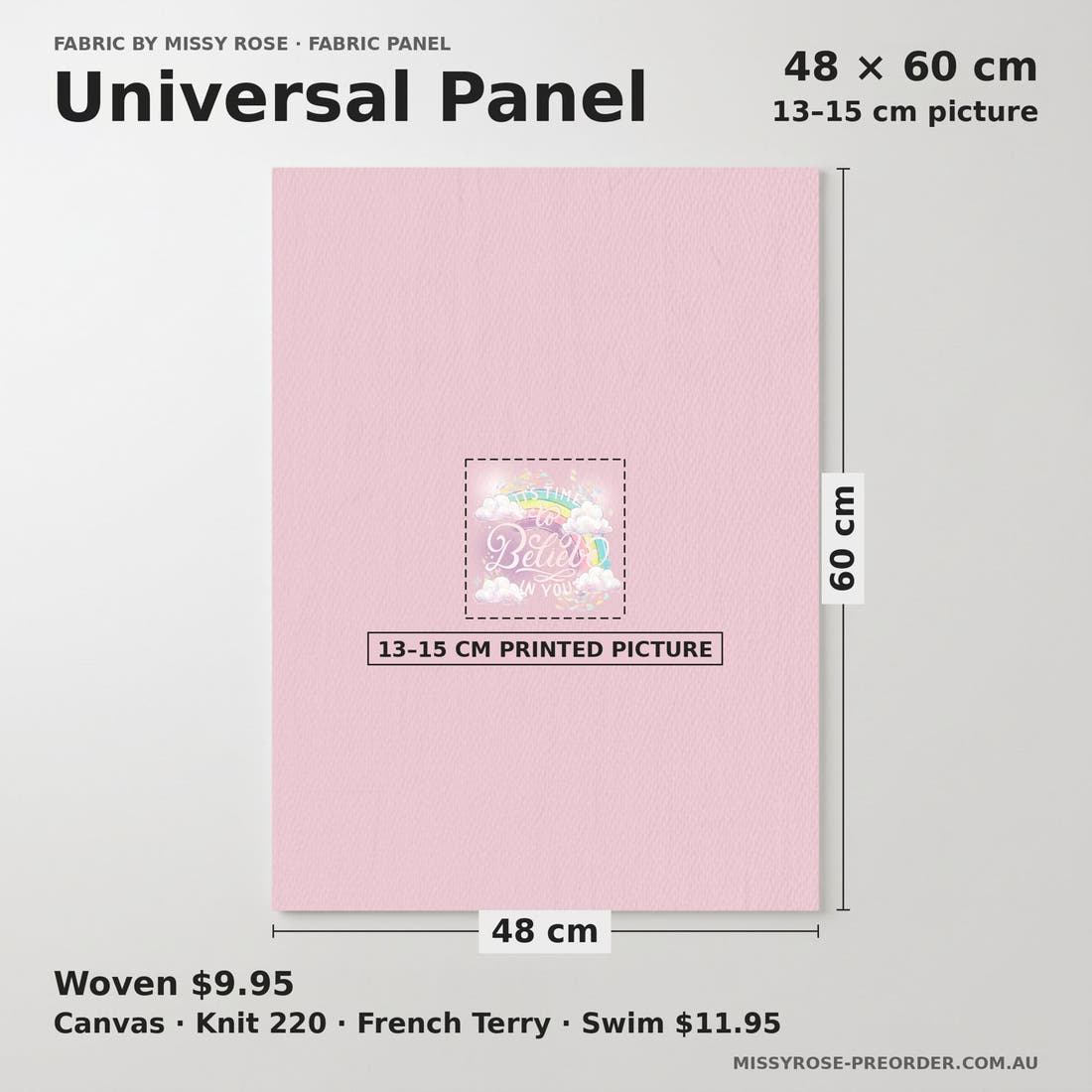 Design 149 Clouds Panel universal panel sizing – 13–15 cm printed picture on 48 × 60 cm fabric | Fabric by Missy Rose
