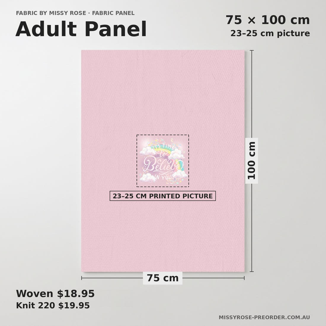 Design 149 Clouds Panel adult panel sizing – 23–25 cm printed picture on 75 × 100 cm fabric | Fabric by Missy Rose
