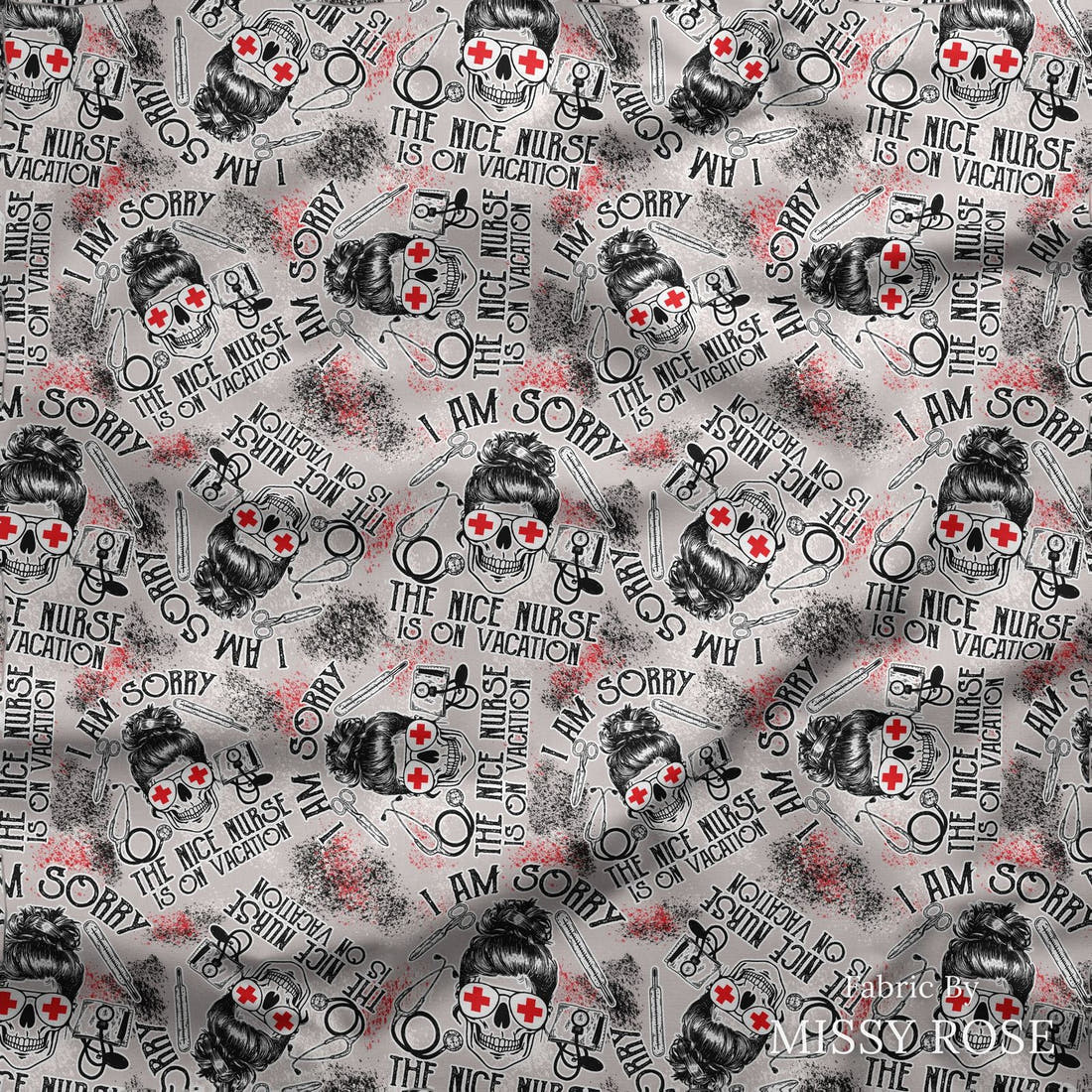 Design 150 Grey Nurse Fabric draped fabric mockup – custom printed fabric by the metre | Fabric by Missy Rose