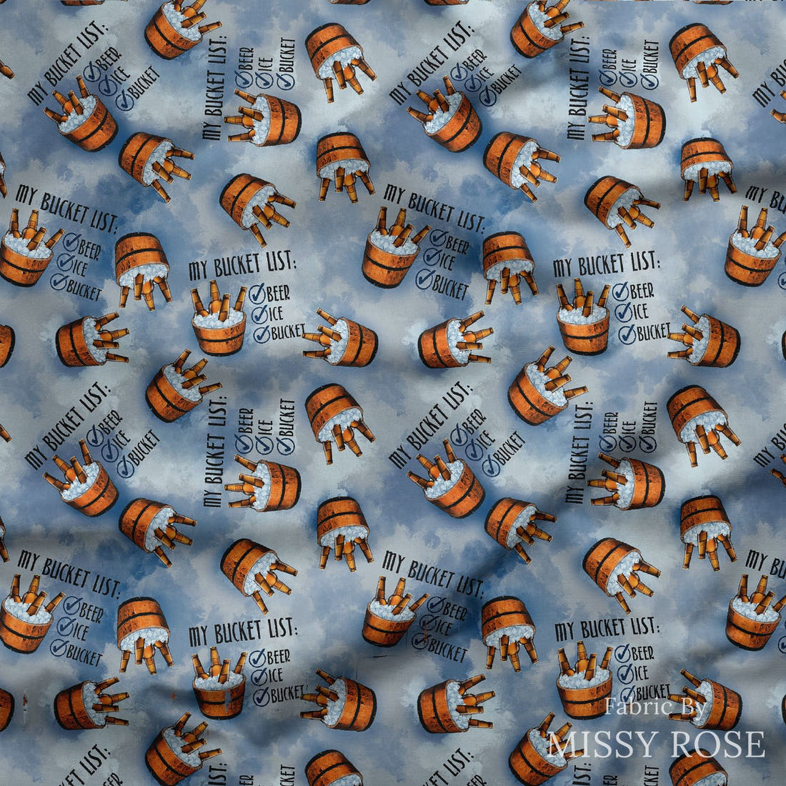 Design 151 Bucket List Fabric draped fabric mockup – custom printed fabric by the metre | Fabric by Missy Rose