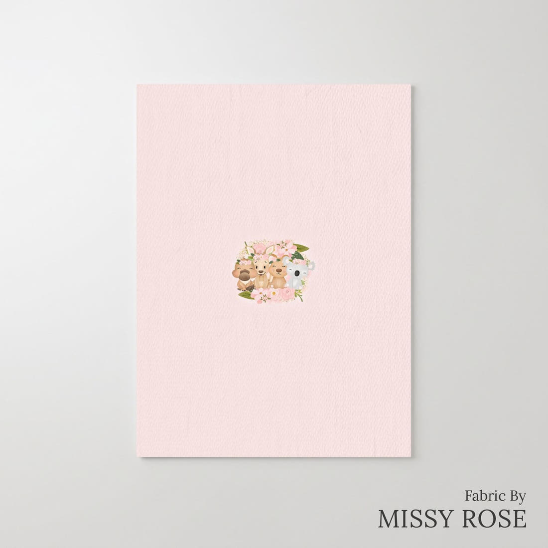 Design 152 Pink Cute Australian Animals Panel – printed fabric panel with centred picture, custom printed to order | Fabric by Missy Rose
