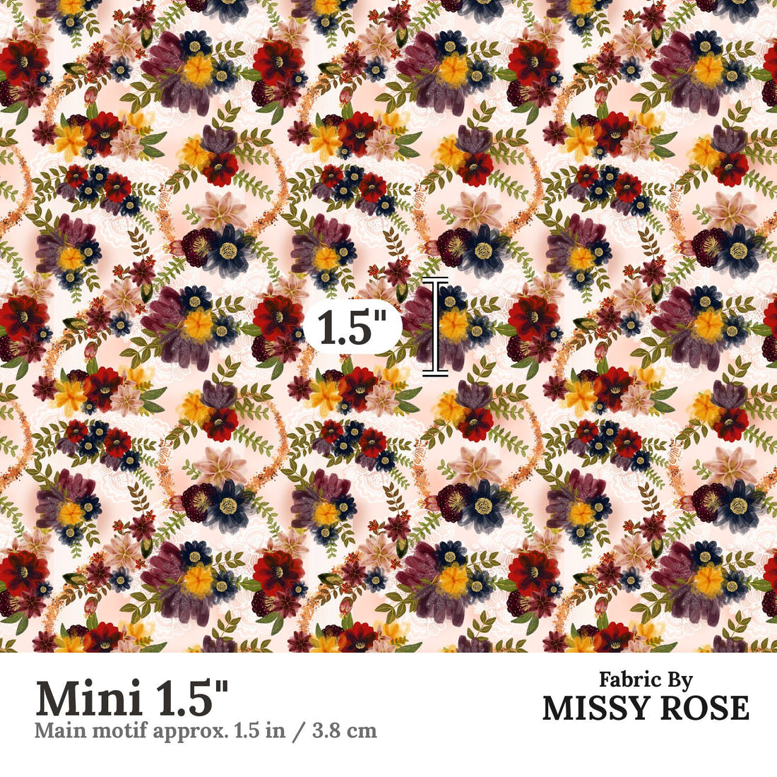 Design 153 Autumn Floral Fabric Mini 1.5" - print scale | Fabric by Missy Rose