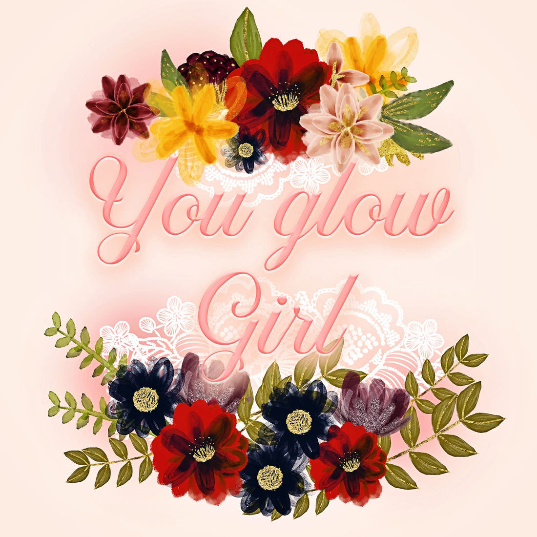 Design 153 Autumn Floral Panel – full artwork close-up of the printed picture | Fabric by Missy Rose