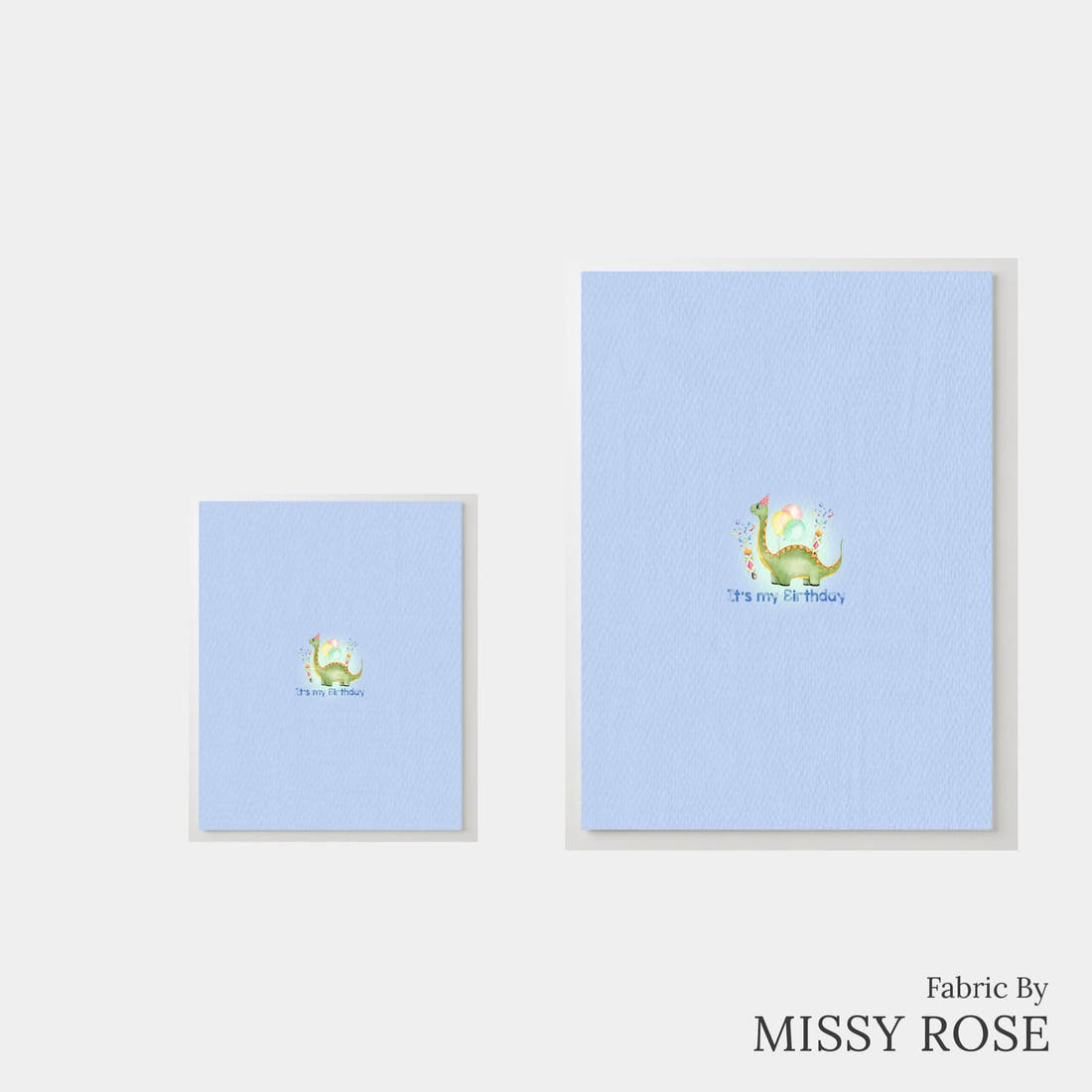 Design 155 Birthday Dinosaur Panel – universal and adult panel sizes side by side | Fabric by Missy Rose