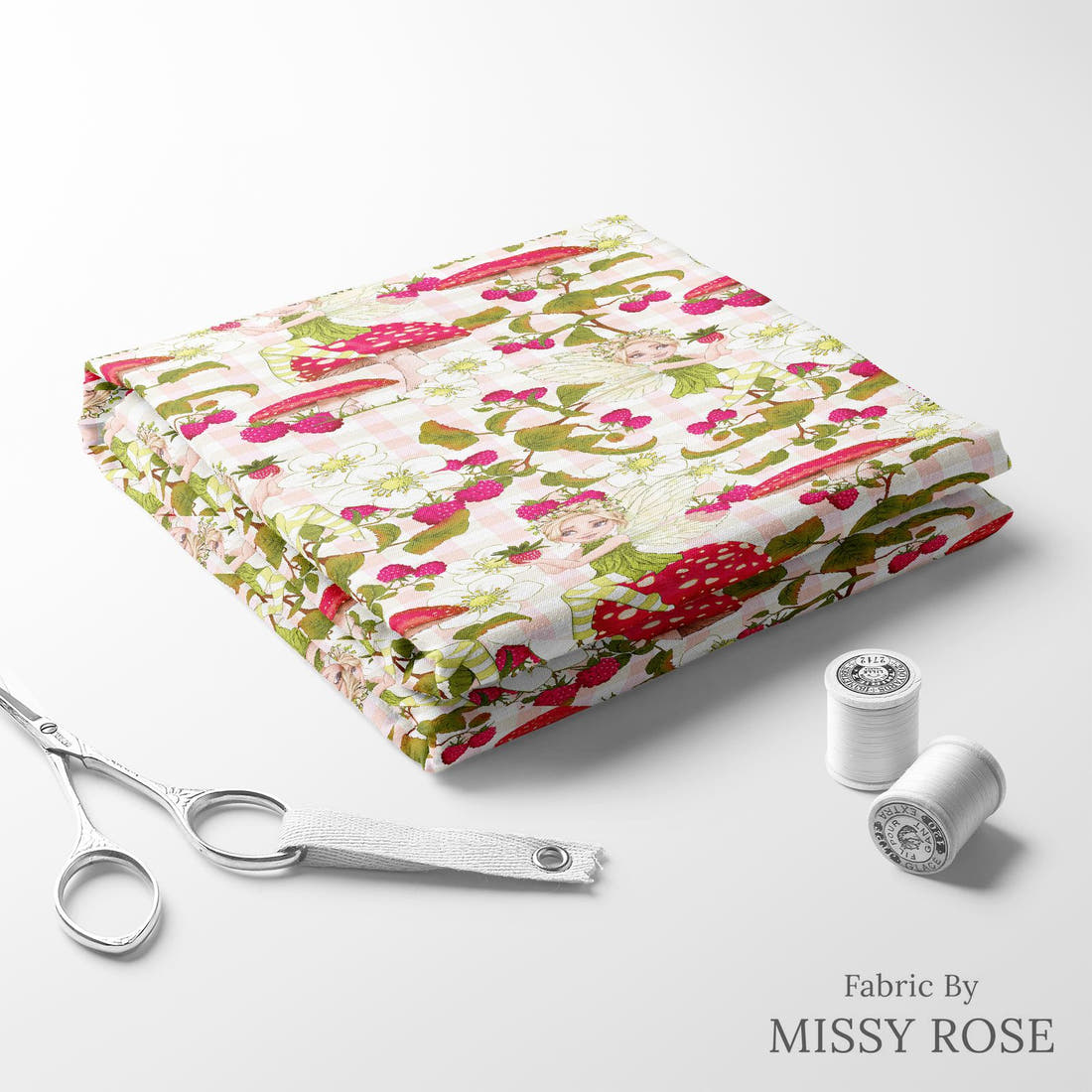 Design 156 Sweet Fairy Fabric folded fabric stack with matching thread – pre-order fabric Australia | Fabric by Missy Rose