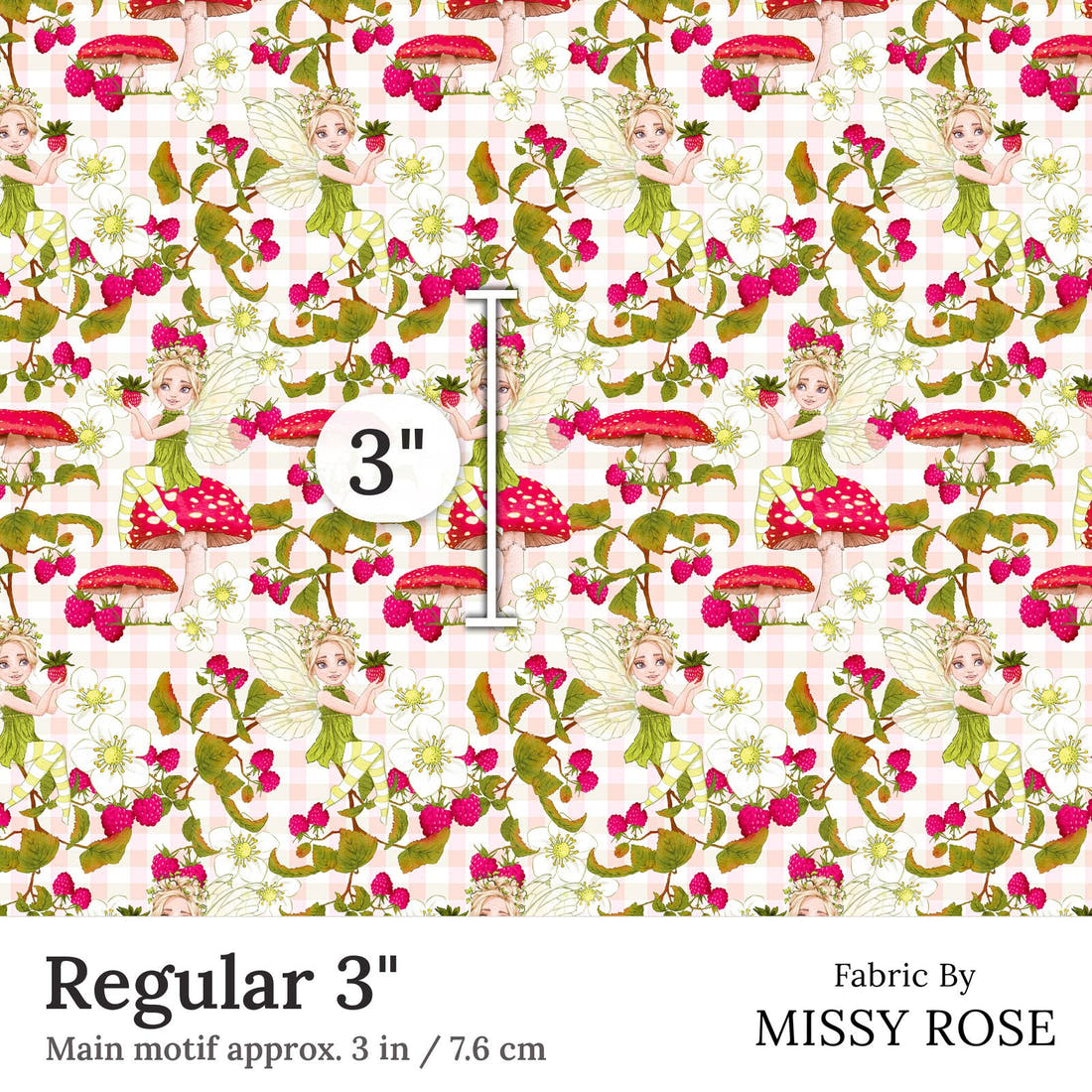 Design 156 Sweet Fairy Fabric Regular 3 inch print scale guide | Fabric by Missy Rose