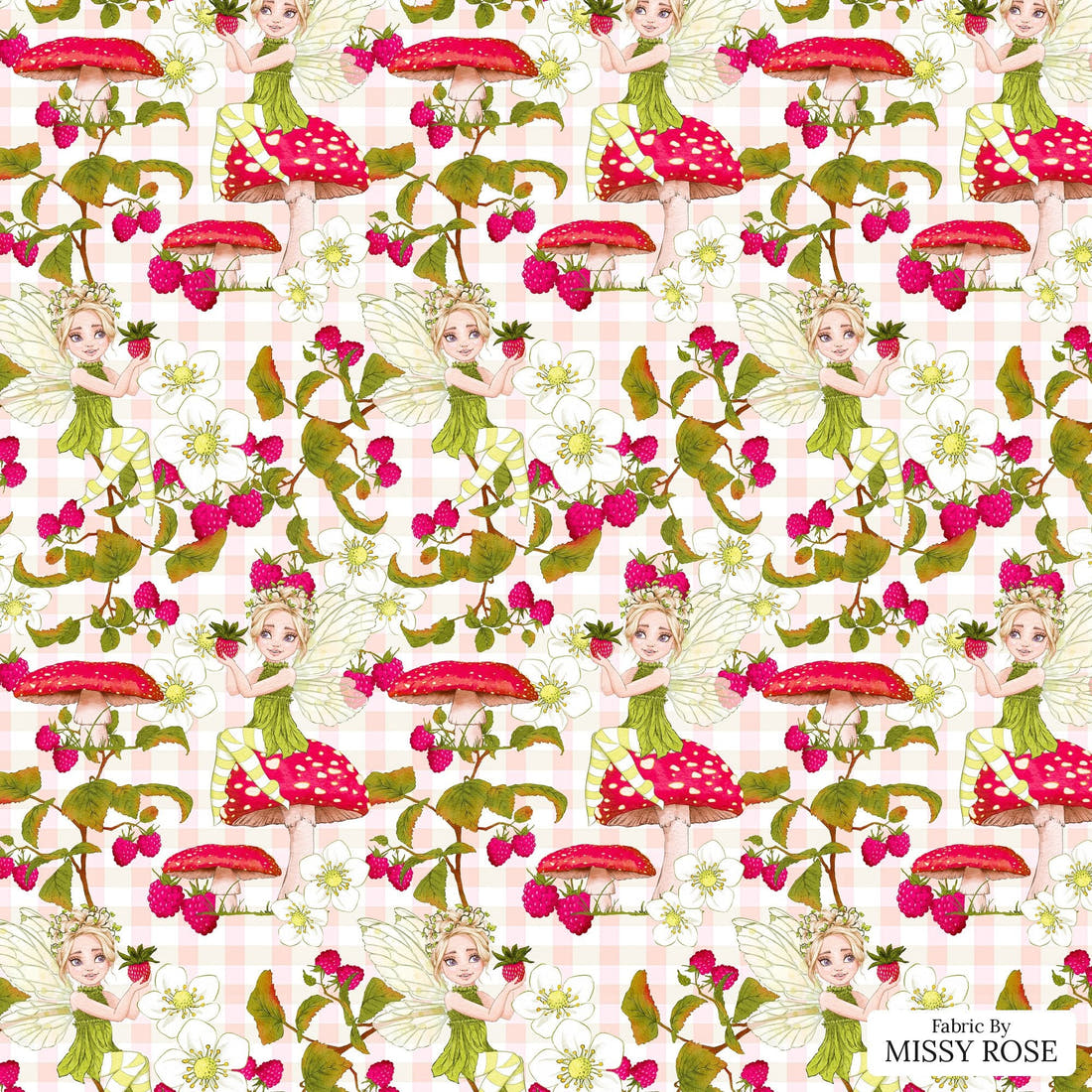 Design 156 Sweet Fairy Fabric - flat view of the print, zoom in for detail | Fabric by Missy Rose