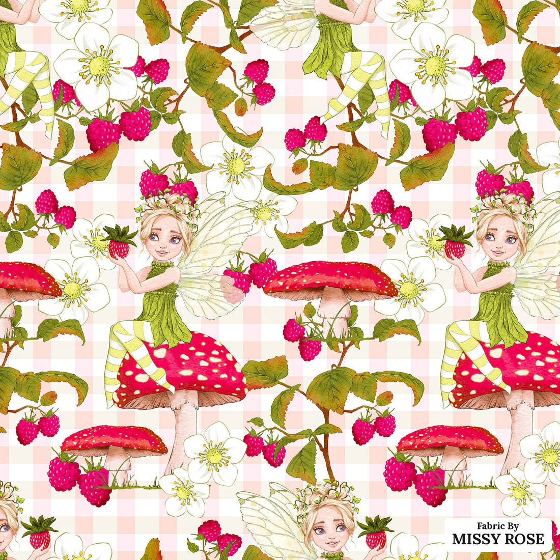 Design 156 Sweet Fairy Fabric - flat view of the print, zoom in for detail | Fabric by Missy Rose