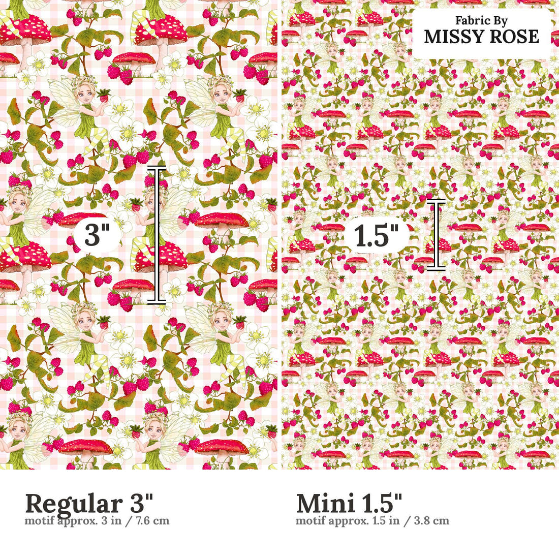 Design 156 Sweet Fairy Fabric size comparison - print scale | Fabric by Missy Rose