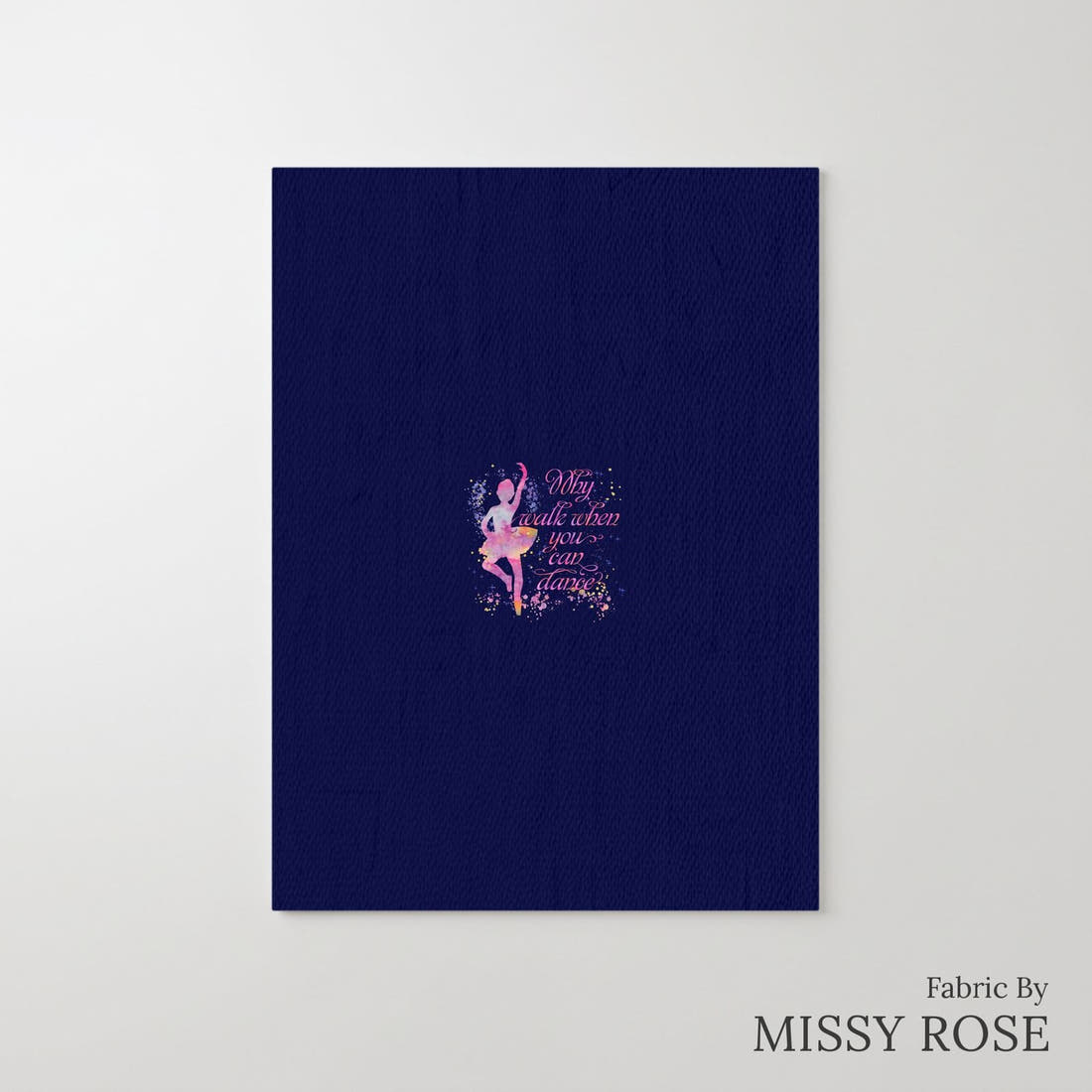 Design 157 Navy Ballerina Panel – printed fabric panel with centred picture, custom printed to order | Fabric by Missy Rose