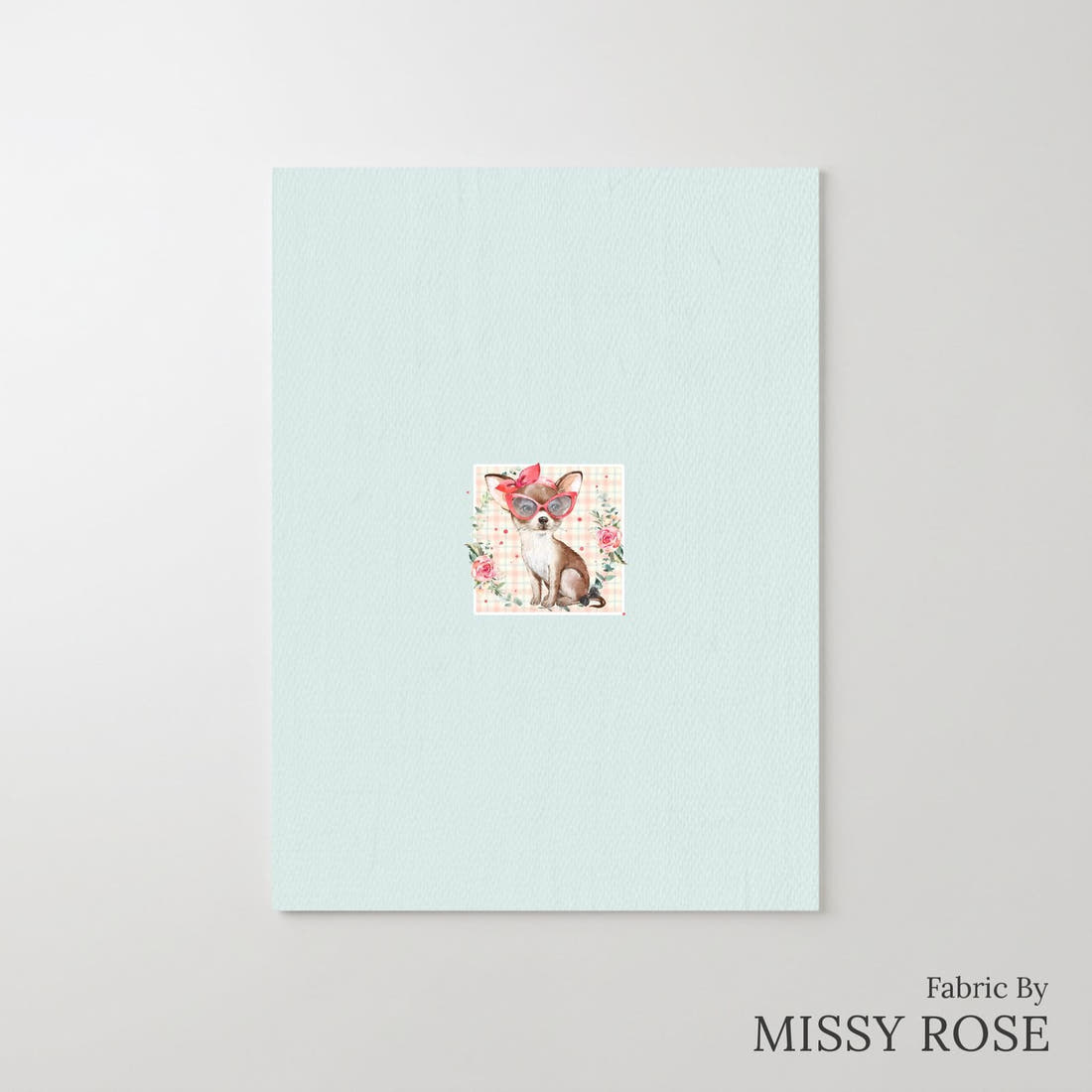 Design 158 Chihuahua Panel – printed fabric panel with centred picture, custom printed to order | Fabric by Missy Rose