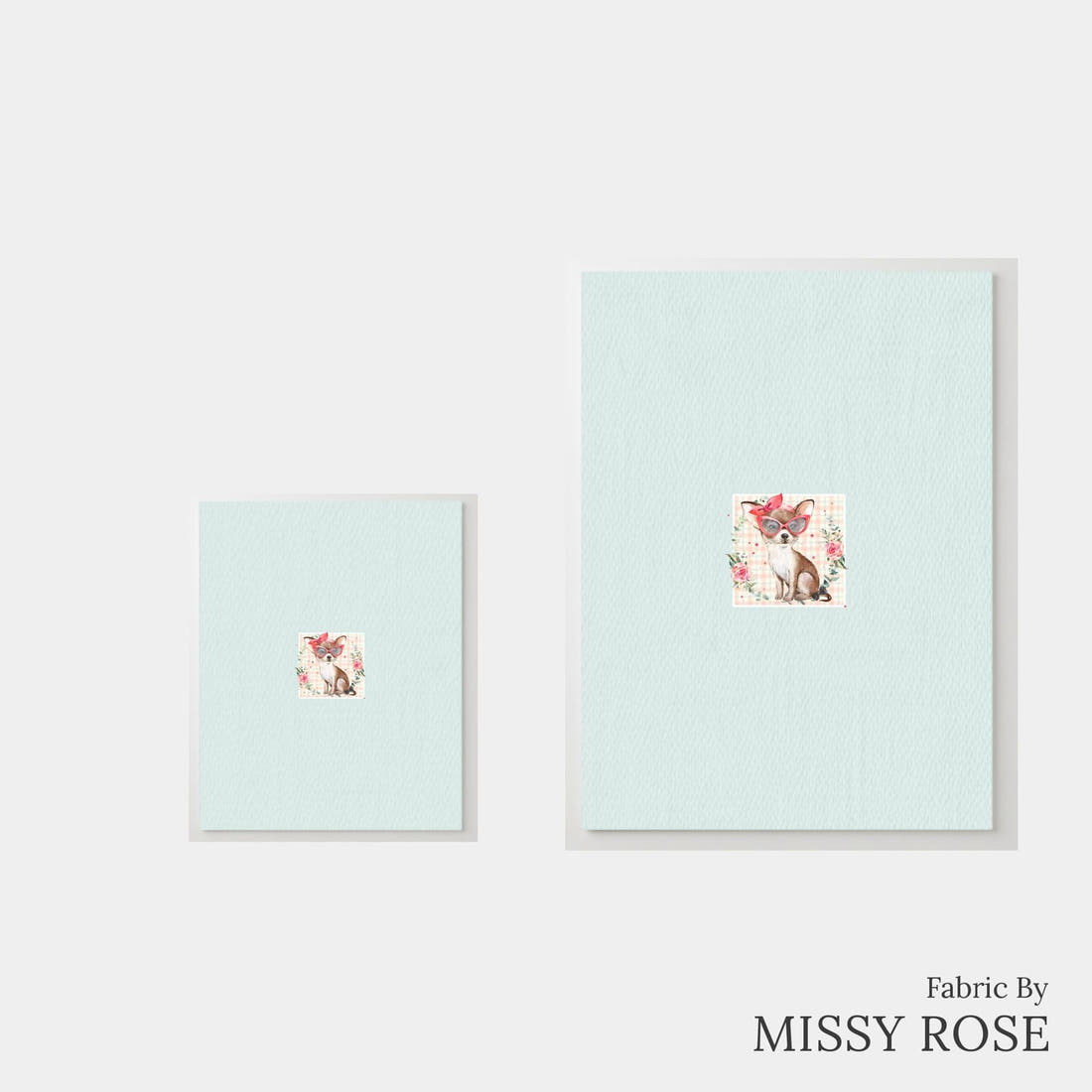 Design 158 Chihuahua Panel – universal and adult panel sizes side by side | Fabric by Missy Rose