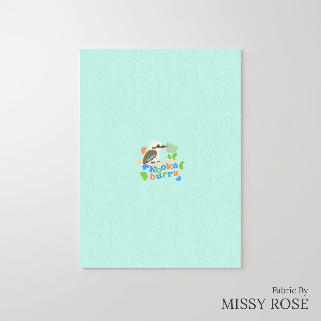 Design 16 Kookaburra Panel – printed fabric panel with centred picture, custom printed to order | Fabric by Missy Rose