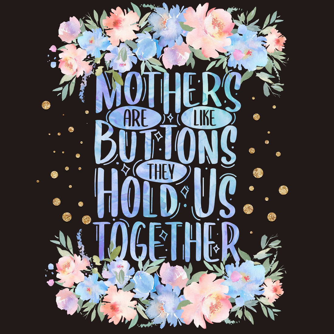 Design 160 Black and Blue Floral Panel – full artwork close-up of the printed picture | Fabric by Missy Rose