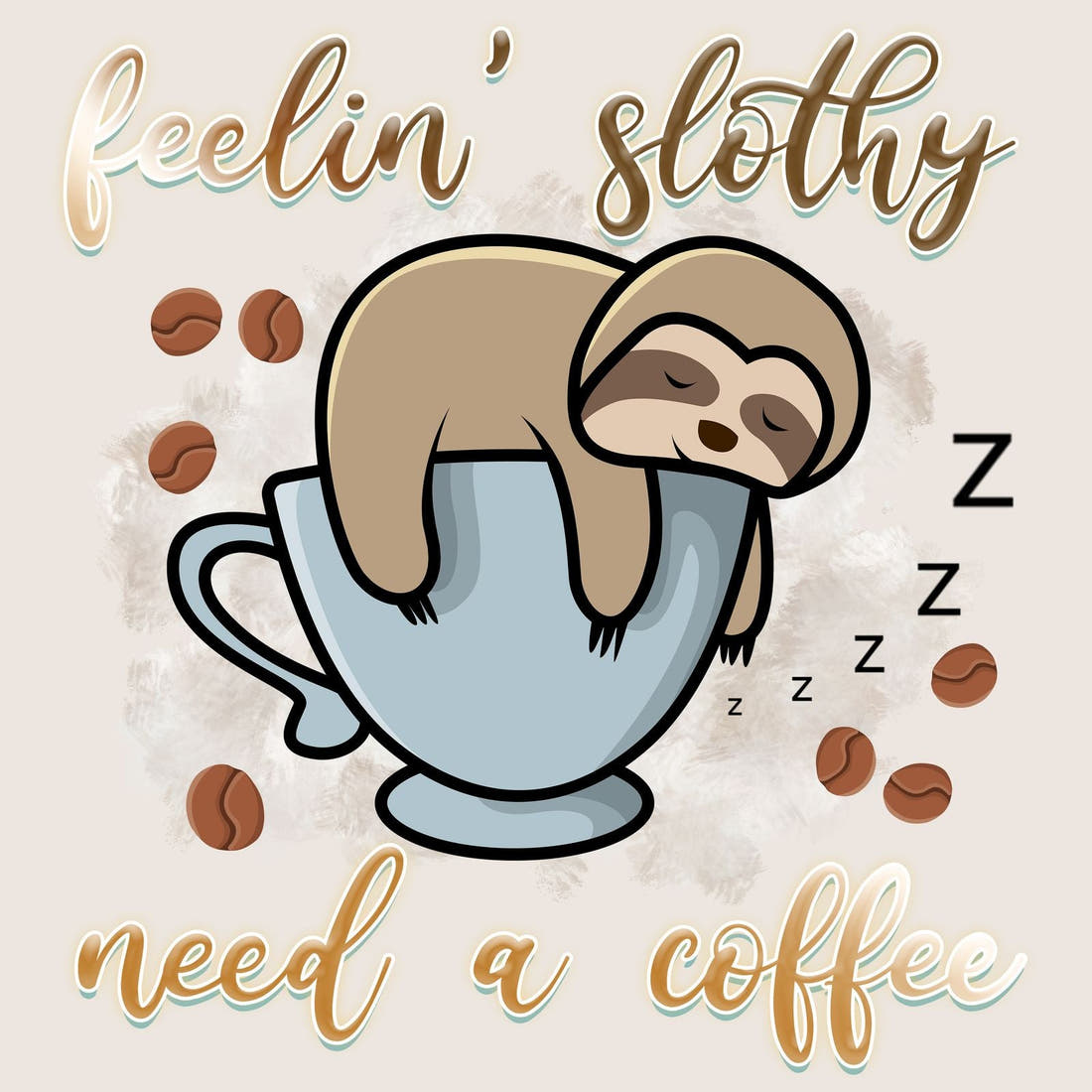 Design 161 Sloth Panel – full artwork close-up of the printed picture | Fabric by Missy Rose