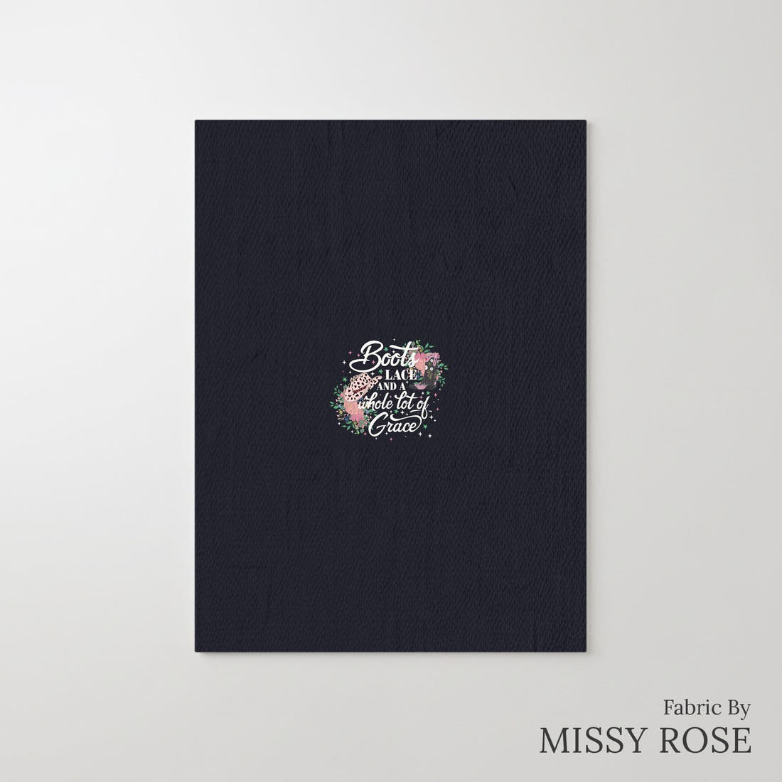 Design 163 Black Cowgirl Boots Panel – printed fabric panel with centred picture, custom printed to order | Fabric by Missy Rose