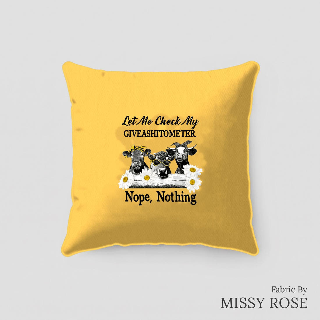 Design 164 Cow Panel sewn into a cushion – see how the panel looks made up | Fabric by Missy Rose