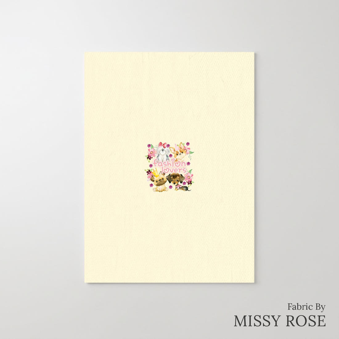 Design 165 Cute Yellow Dogs Panel – printed fabric panel with centred picture, custom printed to order | Fabric by Missy Rose