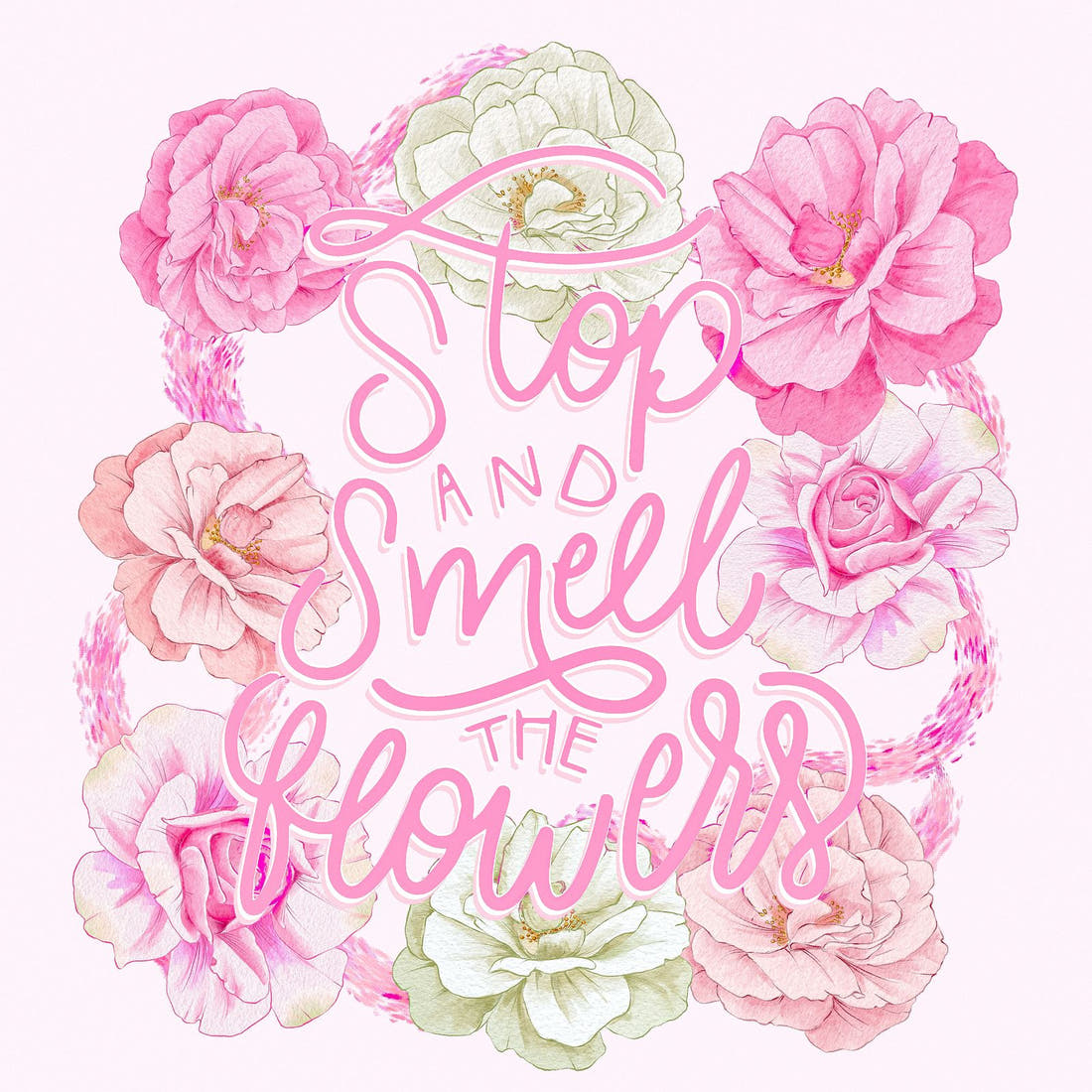 Design 167 Pink Floral Panel – full artwork close-up of the printed picture | Fabric by Missy Rose