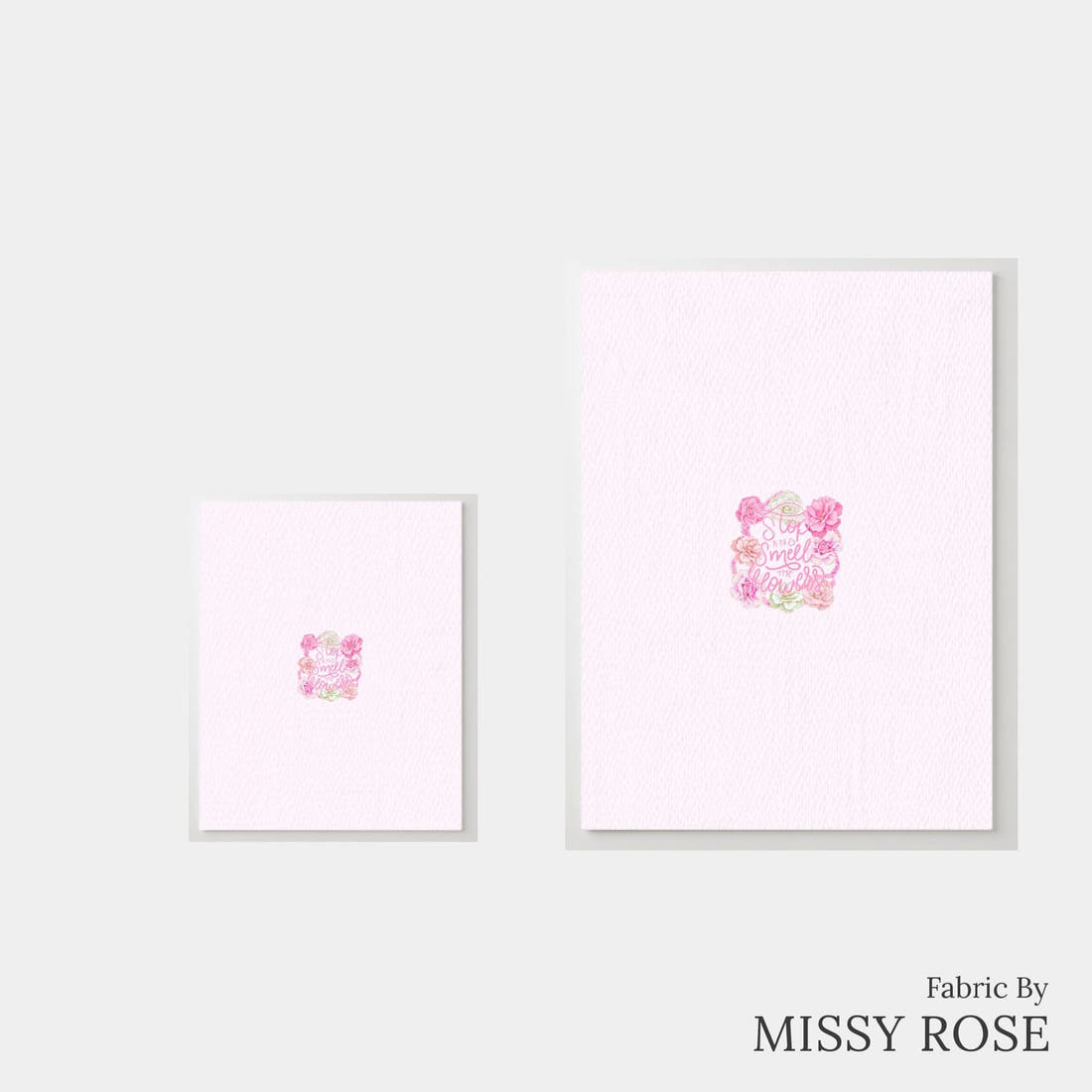 Design 167 Pink Floral Panel – universal and adult panel sizes side by side | Fabric by Missy Rose