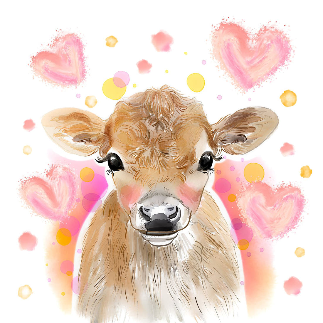 Design 169 Cute Cow Panel – full artwork close-up of the printed picture | Fabric by Missy Rose