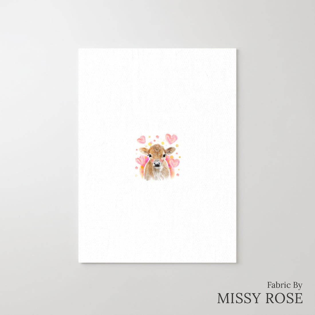 Design 169 Cute Cow Panel – printed fabric panel with centred picture, custom printed to order | Fabric by Missy Rose