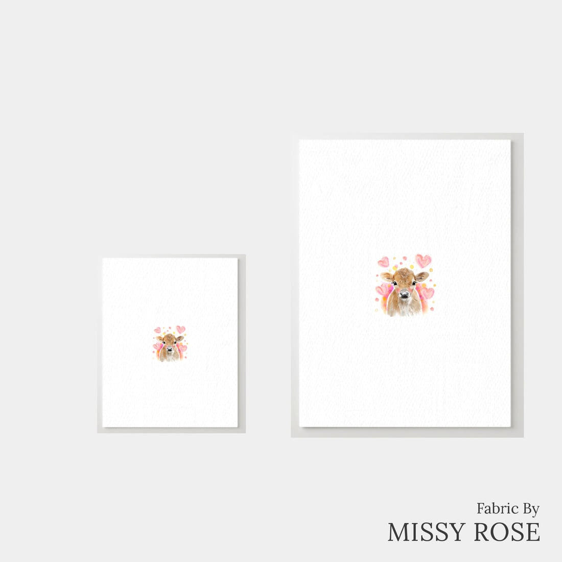 Design 169 Cute Cow Panel – universal and adult panel sizes side by side | Fabric by Missy Rose