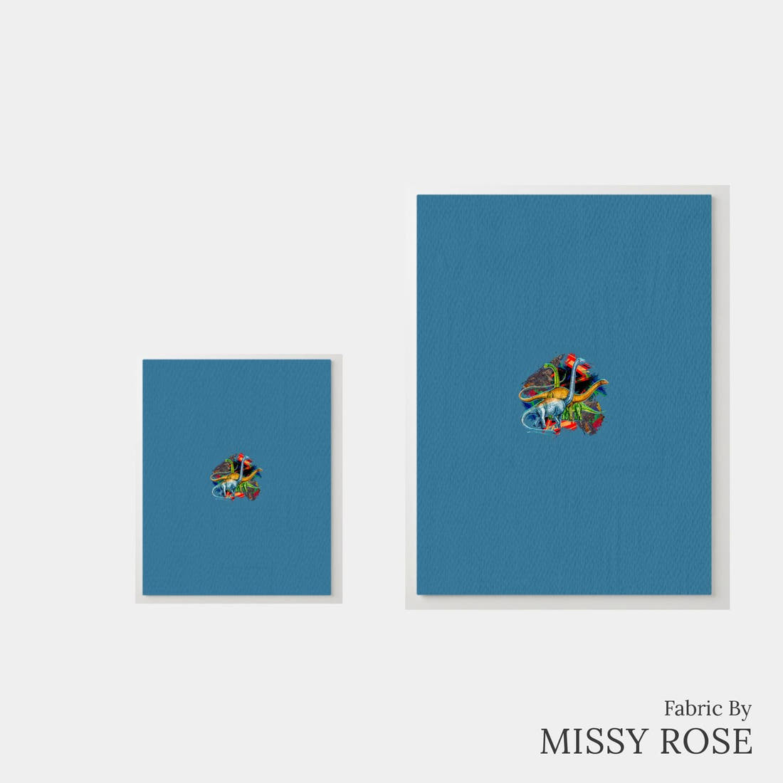 Design 170 Dinosaur Panel – universal and adult panel sizes side by side | Fabric by Missy Rose
