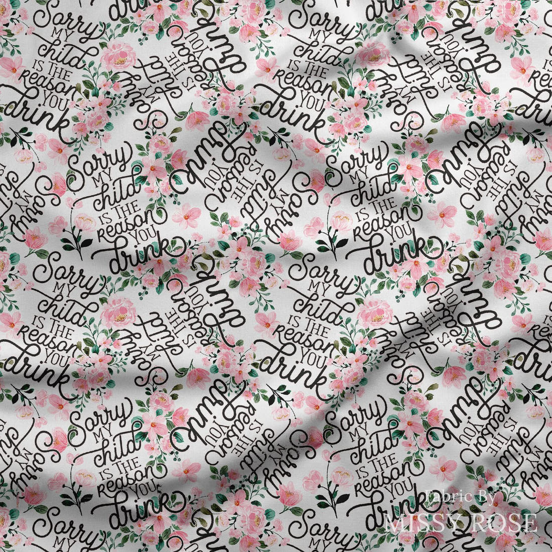 Design 173 Humour Fabric draped fabric mockup – custom printed fabric by the metre | Fabric by Missy Rose