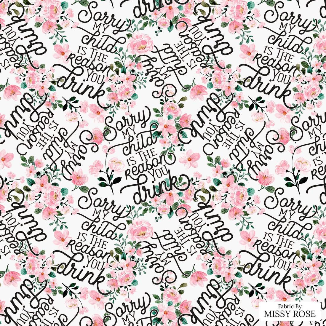 Design 173 Humour Fabric - flat view of the print, zoom in for detail | Fabric by Missy Rose