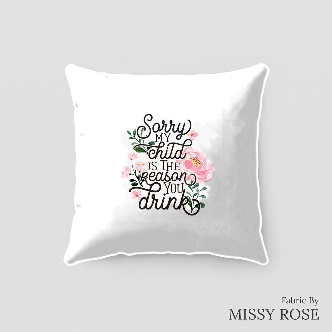 Design 173 Humour Panel sewn into a cushion – see how the panel looks made up | Fabric by Missy Rose