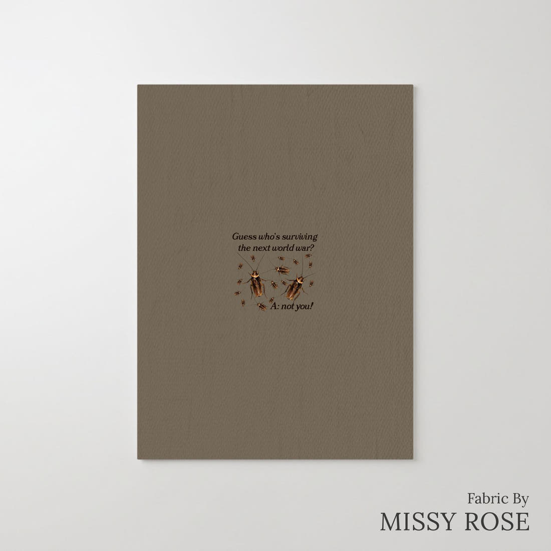 Design 174 Cockroach Panel – printed fabric panel with centred picture, custom printed to order | Fabric by Missy Rose