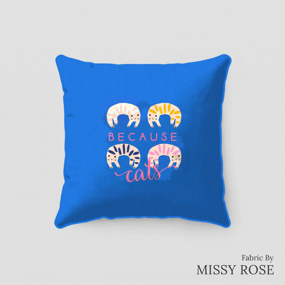 Design 175 Quirky Cats Panel sewn into a cushion – see how the panel looks made up | Fabric by Missy Rose