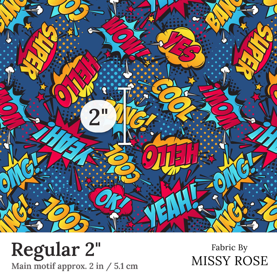 Design 176 Super Fabric Regular 2 inch print scale guide | Fabric by Missy Rose