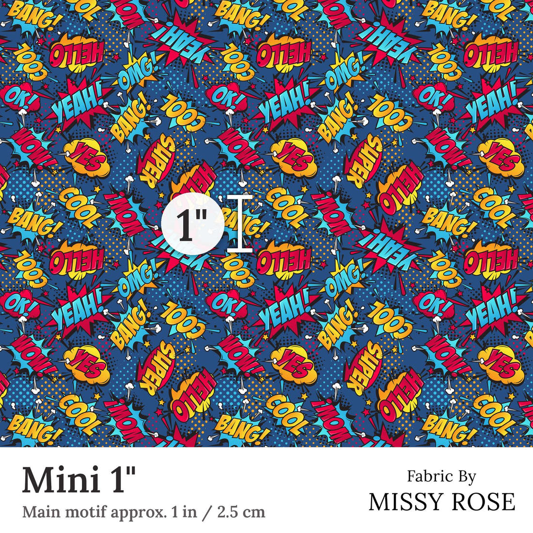 Design 176 Super Fabric Mini 1 inch print scale guide | Fabric by Missy Rose