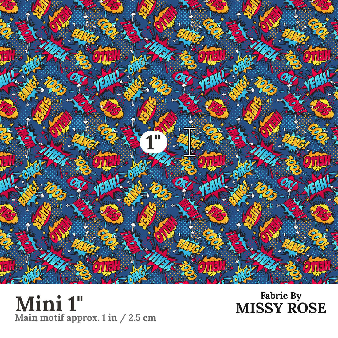 Design 176 Super Fabric Mini 1" - print scale | Fabric by Missy Rose