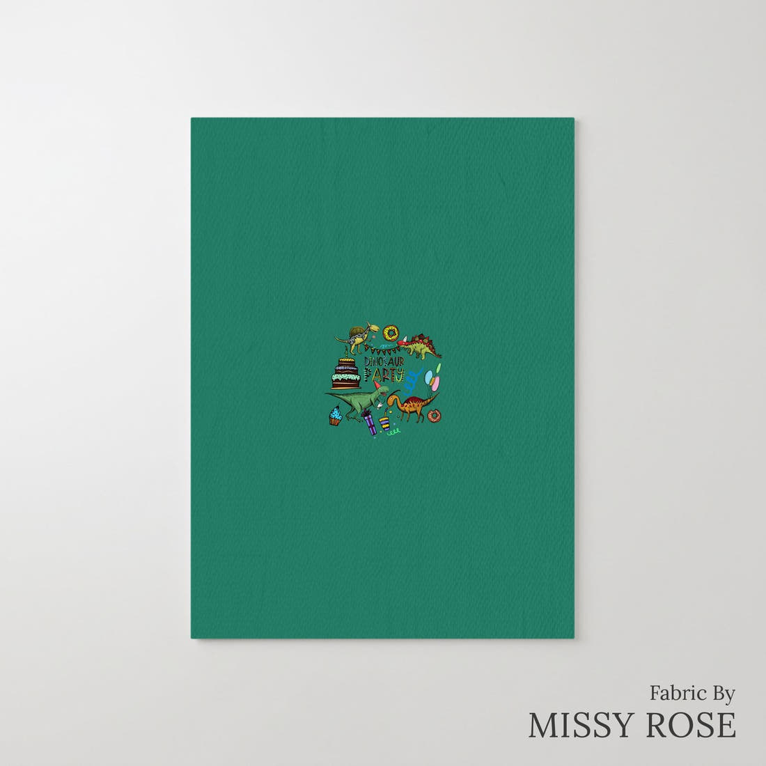 Design 177 Birthday Dinosaur Panel – printed fabric panel with centred picture, custom printed to order | Fabric by Missy Rose