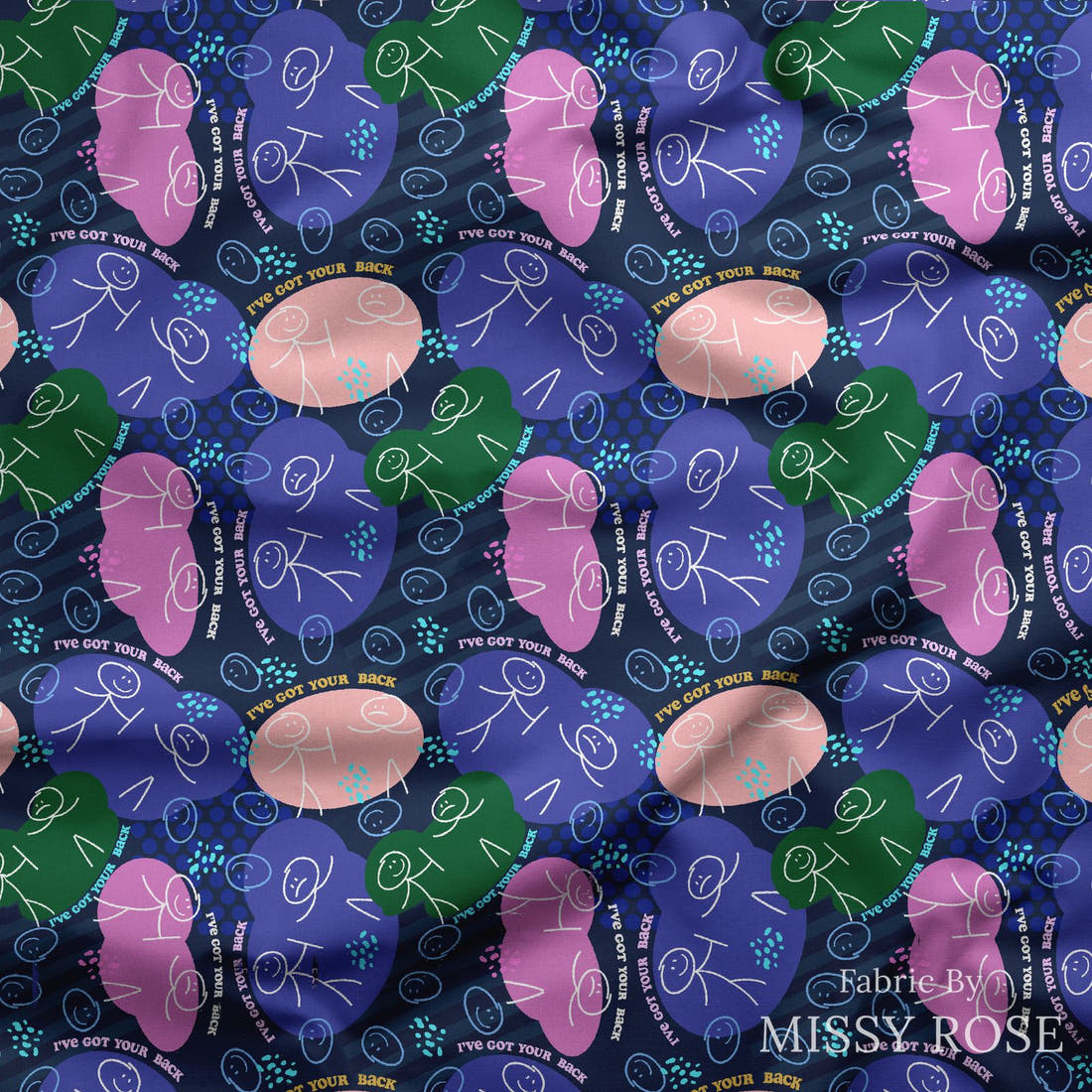 Design 178 Back Fabric draped fabric mockup – custom printed fabric by the metre | Fabric by Missy Rose