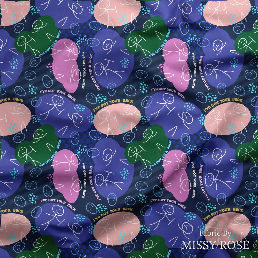 Design 178 Back Fabric draped fabric mockup – custom printed fabric by the metre | Fabric by Missy Rose