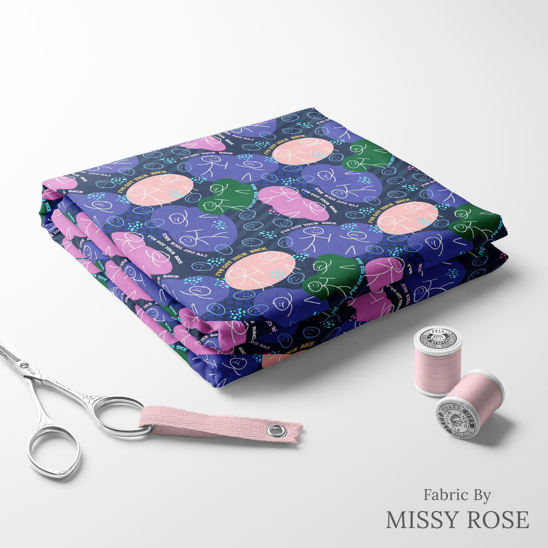 Design 178 Back Fabric folded fabric stack with matching thread – pre-order fabric Australia | Fabric by Missy Rose