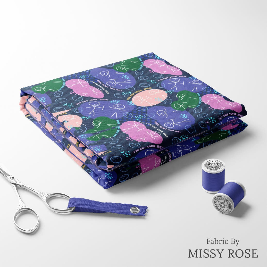 Design 178 Back Fabric folded fabric stack with matching thread – pre-order fabric Australia | Fabric by Missy Rose