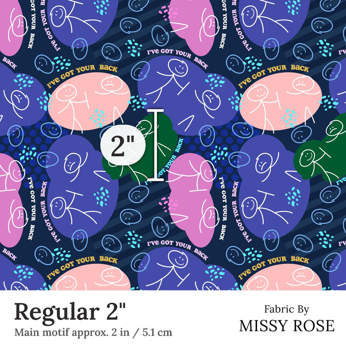 Design 178 Back Fabric Regular 2 inch print scale guide | Fabric by Missy Rose