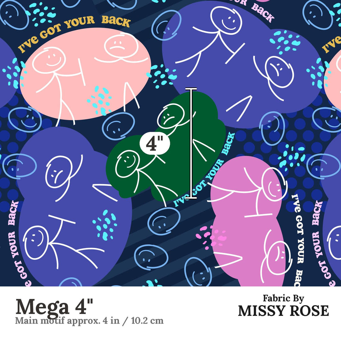 Design 178 Back Fabric Mega 4" - print scale | Fabric by Missy Rose