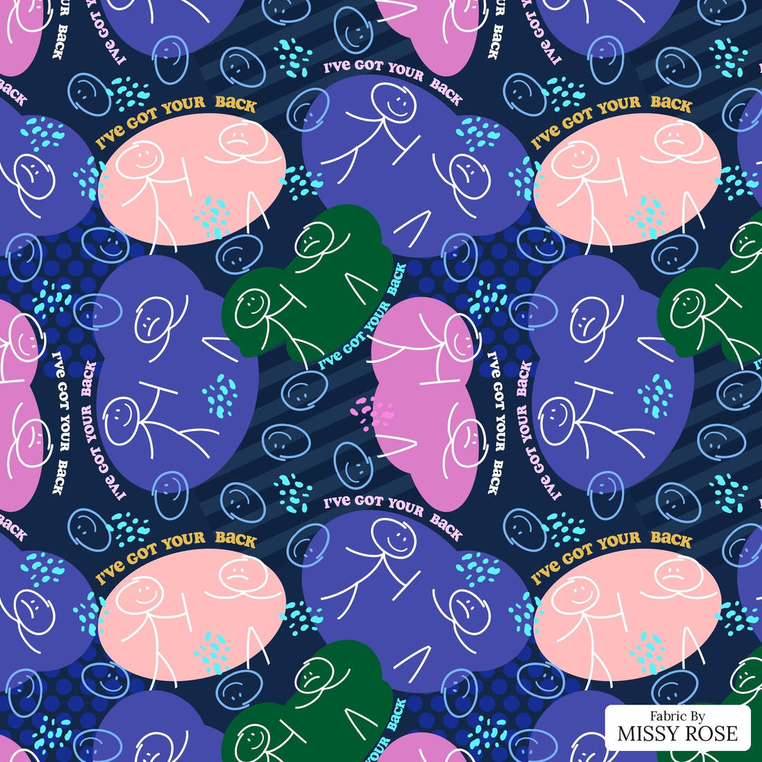 Design 178 Back Fabric - flat view of the print, zoom in for detail | Fabric by Missy Rose